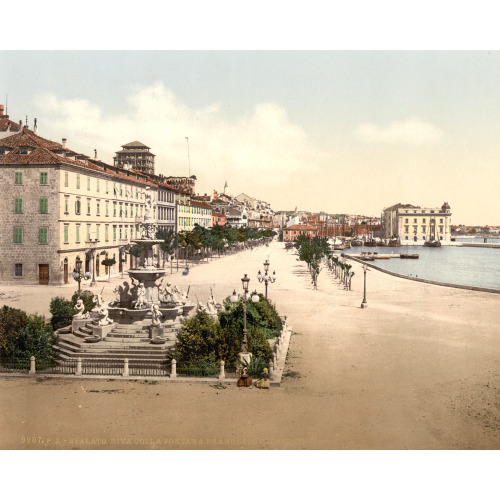 Spalato, The Shore And Francisco Giuseppe's Fountain, Dalmatia, Austro-Hungary, circa 1890
