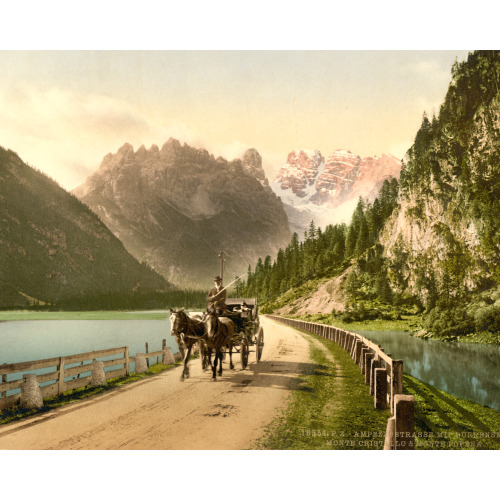 Monte Cristallo And Mont Popena, Ampezzostrasse With Durrensee, Tyrol, Austro-Hungary, circa 1890