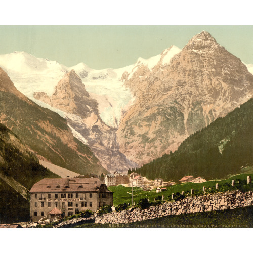Trafoi, Hotels Bellevue (I.E., Schonen Aussicht) And Trafoi, Tyrol, Austro-Hungary, circa 1890