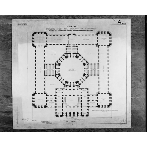 Library Of Congress, Washington, D.C. First Story Plan, A Series, circa 1886