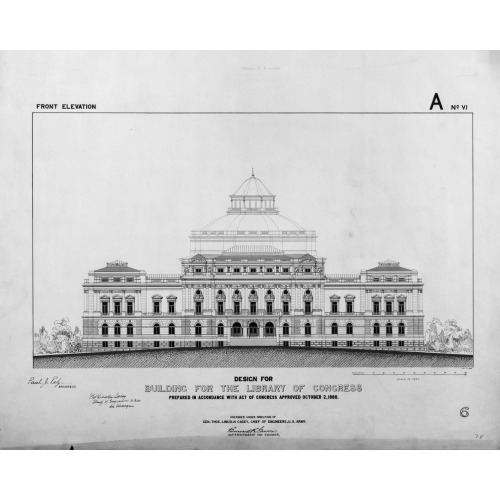 Library Of Congress, Washington, D.C. Front Elevation, A Series, circa 1886
