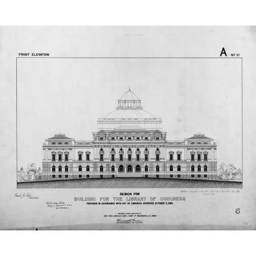 Library Of Congress, Washington, D.C. Front Elevation, A Series, circa 1886