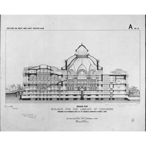 Library Of Congress, Washington, D.C. Section On West And East Center Axis, A Series, circa 1886