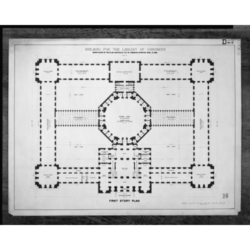 Library Of Congress, Washington, D.C. First Story Plan, D Series, circa 1886