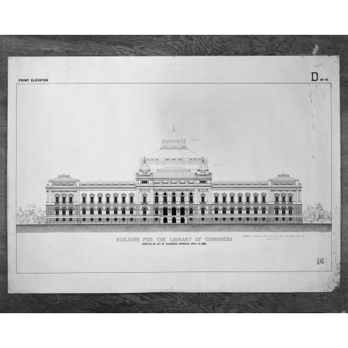 Library Of Congress, Washington, D.C. Exterior Elevation, D Series, circa 1886