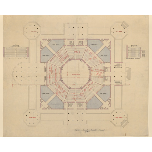 Library Of Congress (Congressional Library), Washington, D.C. Plan And Sections, 1880