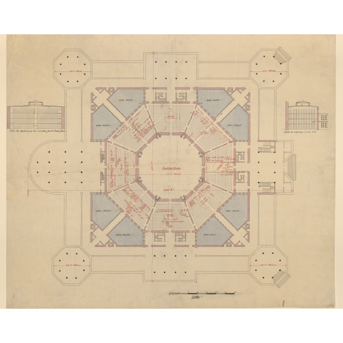 Library Of Congress (Congressional Library), Washington, D.C. Plan And Sections, 1880