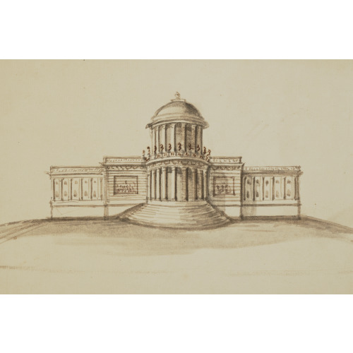United States Capitol, Washington, D.C. West Front Elevation Sketch, Rendered, circa 1793