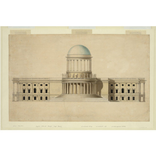 United States Capitol, Washington, D.C. West Elevation High Dome, circa 1793