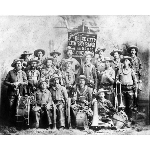 Dodge City Cow-Boy Band With Their Instruments, 1885