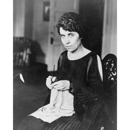 Grace Coolidge, Half-Length Portrait, Seated, Knitting, Facing Left, 1923