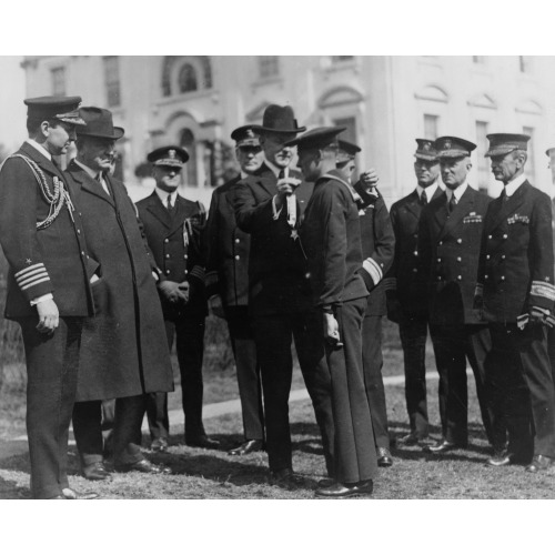 President Coolidge Decorating Henry Breault Of The Submarine 0-5 With Congressional Medal Of...