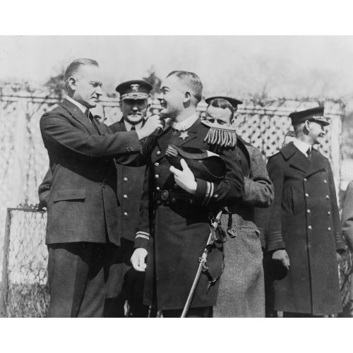 President Coolidge Decorating Lieut. Thomas J. Ryan With The Congressional Medal Of Honor, 1924