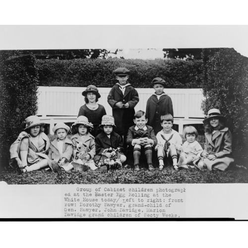 Group Of Cabinet Children Photographed At The Easter Egg Rolling At The White House Today, 1922