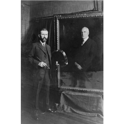 E. Hodgson Smart, The Prominent English Painter, And His Canvas Of President Harding Which He...