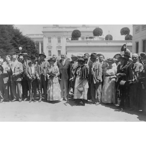 President Harding Photographed With Confederate Veterans And Their Wives Who Called At The White...