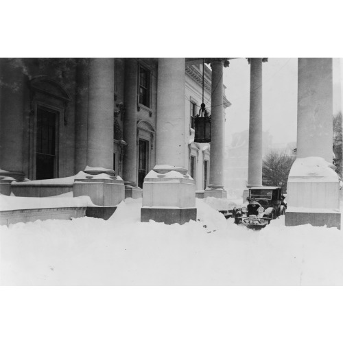 Snow At The North Entrance Portico Of The White House, circa 1909