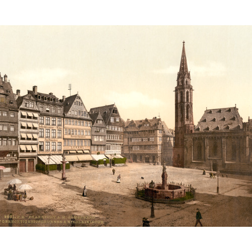 Romerberg And Nicholas Church, Frankfort On Main (I.E. Frankfurt Am Main), Germany, circa 1890