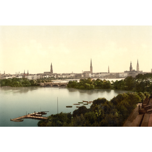 Lombard's Bridge, Hamburg, Germany, circa 1890