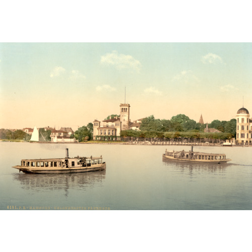 Boats At Uhlenhouster Ferry, Hamburg, Germany, circa 1890