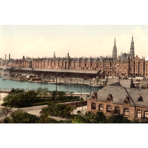 Warehouses At Docks, Hamburg, Germany, circa 1890