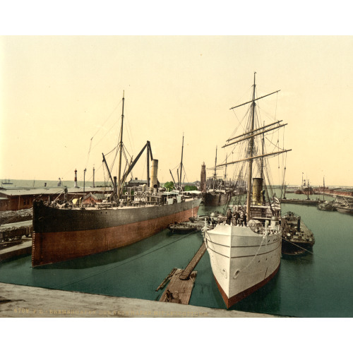 New Harbor And The Lighthouse, Bremerhafen, Hanover (I.E., Hannover), Germany, circa 1890