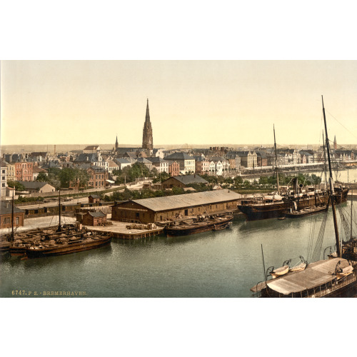 Town From The Lighthouse, Bremerhafen, Hanover (I.E. Hannover), Germany, circa 1890