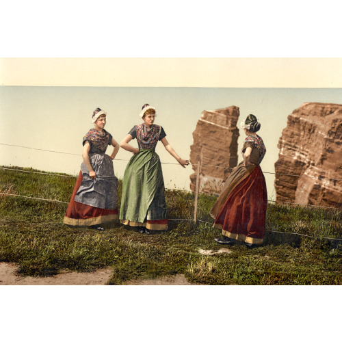 National Costume, Helgoland Girls, Helgoland, Germany, circa 1890
