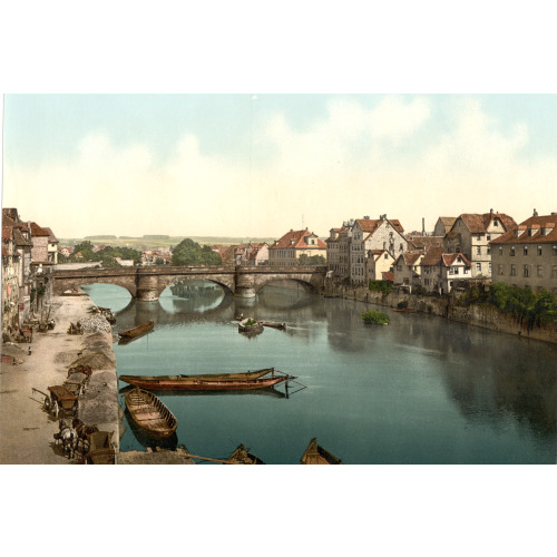 Fulda Bridge, Cassel (I.E., Kassel), Hesse-Nassau, Germany, circa 1890