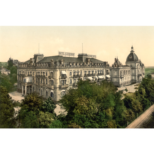 Hotel Kaiserhof And Augusta Victoria Baths, Wiesbaden, Hesse-Nassau, Germany, circa 1890