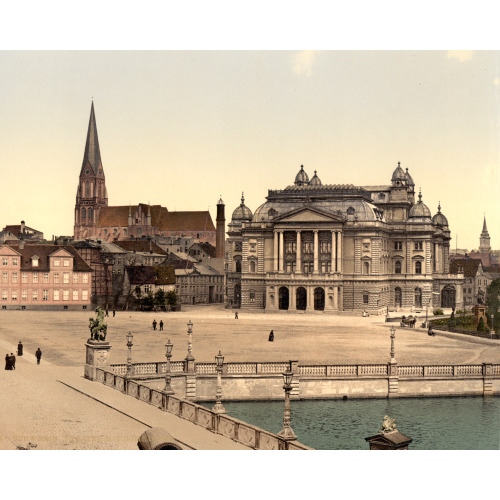 The Theatre And Cathedral, Schwerin, Mecklenburg-Schwerin, Germany, circa 1890