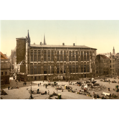 Hotel De Ville And Market Place, Aachen, The Rhine, Germany, circa 1890