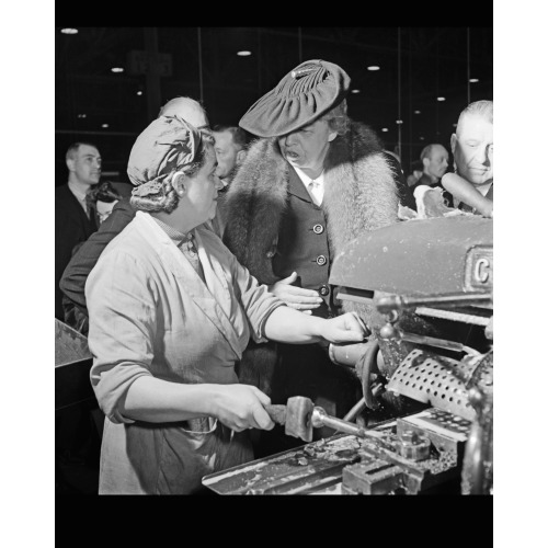 Eleanor Roosevelt Talking With Woman Machinist During Her Goodwill Tour Of Great Britain, 1942