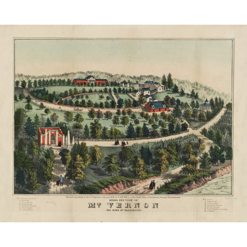 Birds Eye View Of Mt. Vernon The Home Of Washington, 1859