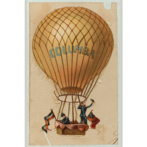Balloon Columba Flying With Two Passengers, circa 1860