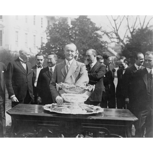 President Coolidge Makes Tennis Draw At White House--Drawing For The Davis Tennis Matches Was...