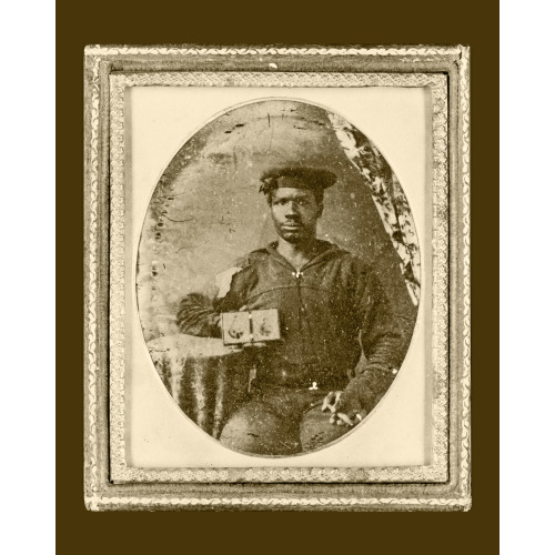 Sailor With Cigar In Hand Holding A Double Case Image Of Confederate Soldiers, circa 1860