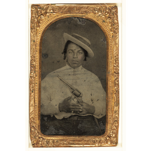 Black Man, Civilian, Holding Colt Army Revolver, Ring On Pinky Finger, Dred Locks, circa 1860