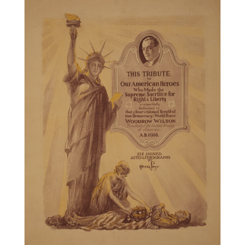 Six Signed Auto-Lithographs By Alex. O. Levy, 1918