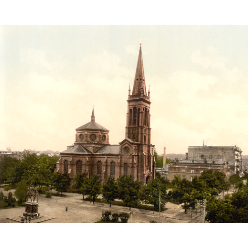 Weltzin Place And St. Paul's Church, Bromberg, Germany (I.E., Bydgoszcz, Poland), circa 1890