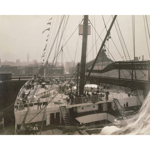 Fore Deck Of White Star Steamship Olympic At Dock In New York Harbor, 1911