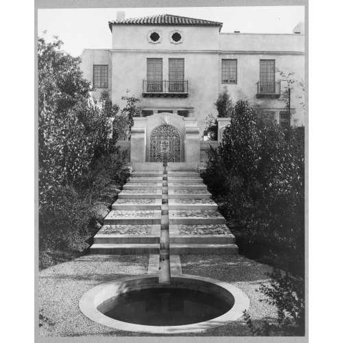 Pasadena, California, Mrs. Herbert Coppell Home - Pond At Foot Of Long Stairway Leading Up To...