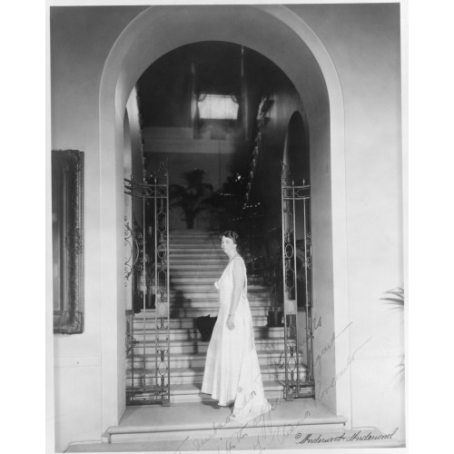 Eleanor Roosevelt, Full-Length Portrait, Standing At Bottom Of The Grand Staircase In The White...