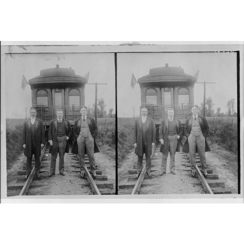 Theodore Roosevelt, Full-Length Portrait, Standing, With Two Other Men In Front Of Railroad...