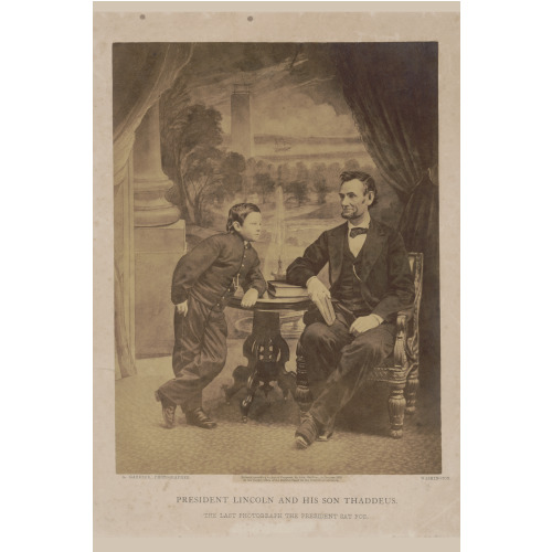 President Lincoln And His Son Thaddeus. The Last Photograph The President Sat For, 1865