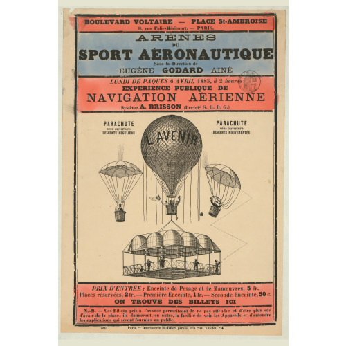 Arenes Du Sport Aeronautique Sous La Direction De Eugene Godard, Aine, Lundi De Paques, 6 Avril...