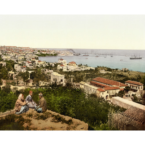 Town And Harbor From St. Dimila, Beyrout, Holy Land, (I.E., Beirut, Lebanon), circa 1890
