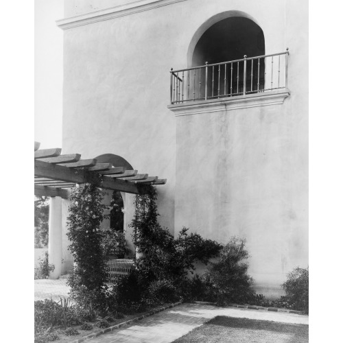 Mi Sueno, Herbert Coppell House, Balcony Above Pergola, 1917