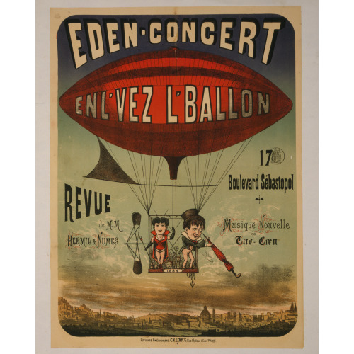 Eden-Concert, Enl'vez L'ballon Revue De M.M. Hermil & Numes, 17 Boulevard Sebastopol, Musique...