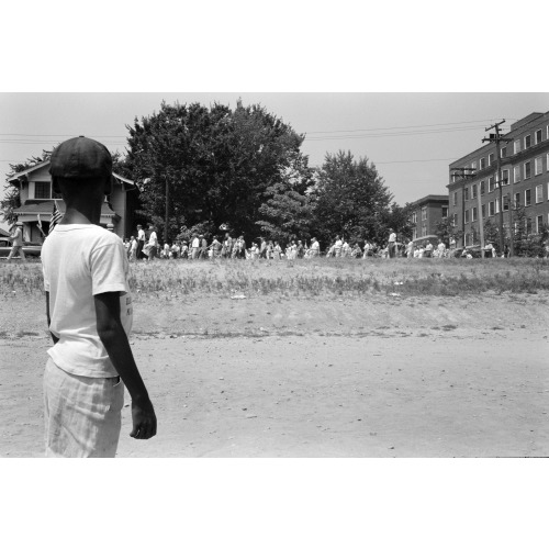 Little Rock, 1959. Mob Marching From Capitol To Central High, 1959